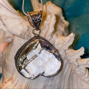 White Quartz Heart vintage statement pendant